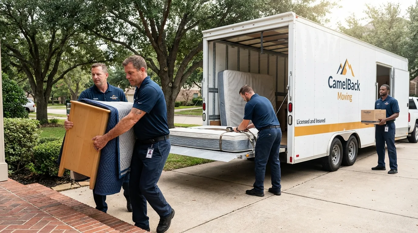 Crew loading residential truck for cross-state move from Kannapolis, NC